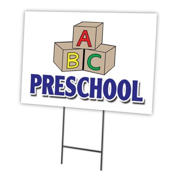 Signmission Preschool Yard Sign & Stake outdoor plastic coroplast window, C-2436-DS-Preschool C-2436-DS-Preschool